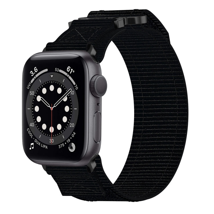 For Apple Watch Series 6 40mm Nylon Hook And Loop Fastener Watch Band(Black)