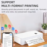 A4 mini Portable Bluetooth HD Thermal Printer for Home Office Study(US Plug)