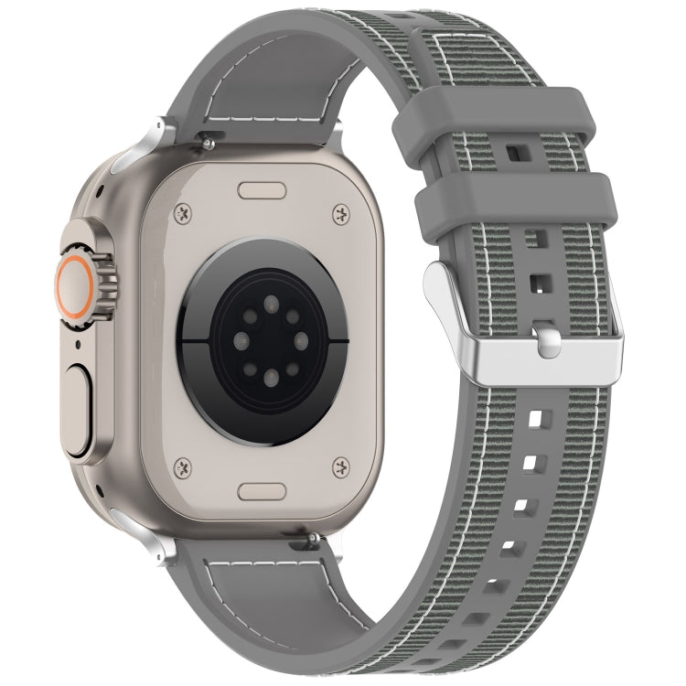 For Apple Watch Series 8 45mm Ordinary Buckle Hybrid Nylon Braid Silicone Watch Band(Grey)