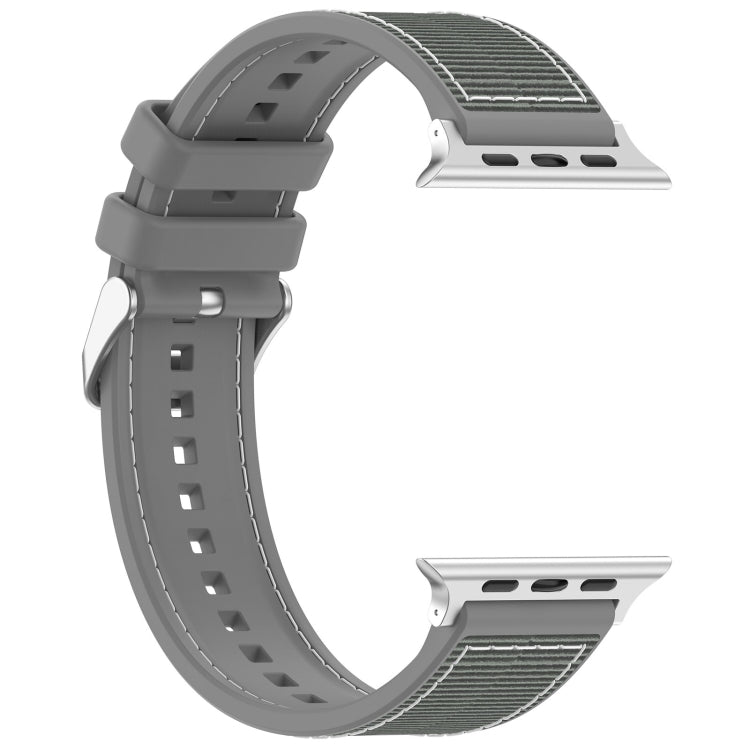 For Apple Watch Series 8 45mm Ordinary Buckle Hybrid Nylon Braid Silicone Watch Band(Grey)