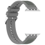 For Apple Watch Series 7 45mm Ordinary Buckle Hybrid Nylon Braid Silicone Watch Band(Grey)