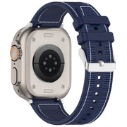 For Apple Watch SE 40mm Ordinary Buckle Hybrid Nylon Braid Silicone Watch Band(Midnight Blue)