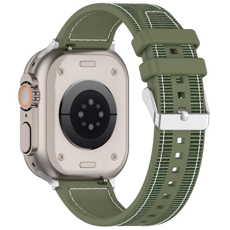 For Apple Watch SE 40mm Ordinary Buckle Hybrid Nylon Braid Silicone Watch Band(Green)