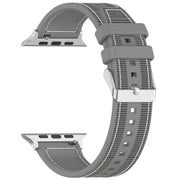 For Apple Watch Series 6 44mm Ordinary Buckle Hybrid Nylon Braid Silicone Watch Band(Grey)