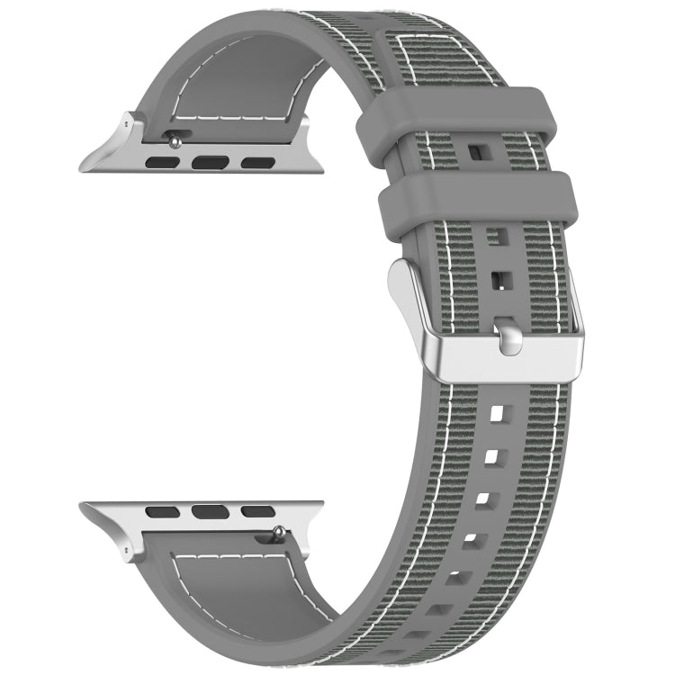For Apple Watch Series 3 38mm Ordinary Buckle Hybrid Nylon Braid Silicone Watch Band(Grey)
