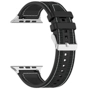 For Apple Watch Series 2 42mm Ordinary Buckle Hybrid Nylon Braid Silicone Watch Band(Black)