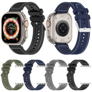 For Apple Watch Series 5 44mm Ordinary Buckle Hybrid Nylon Braid Silicone Watch Band(Grey)