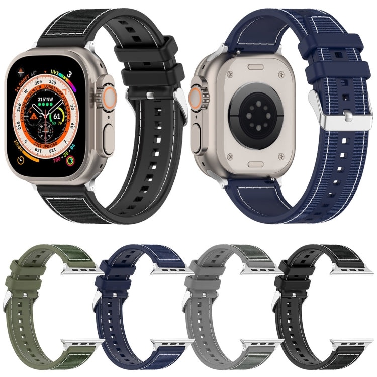 For Apple Watch Series 4 40mm Ordinary Buckle Hybrid Nylon Braid Silicone Watch Band(Grey)
