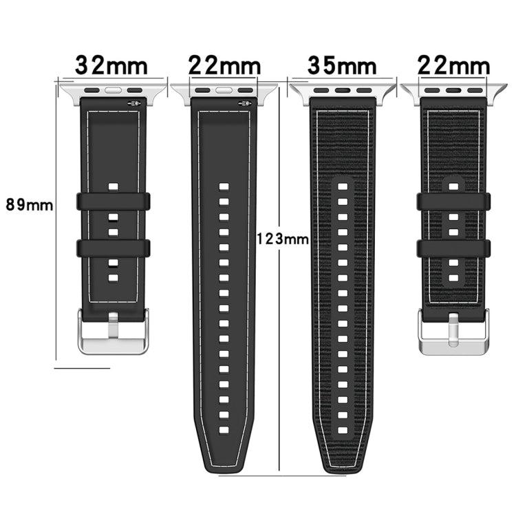 For Apple Watch Series 7 45mm Ordinary Buckle Hybrid Nylon Braid Silicone Watch Band(Grey)