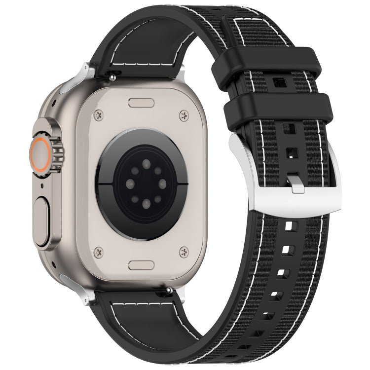 For Apple Watch SE 40mm Official Buckle Hybrid Nylon Braid Silicone Watch Band(Black)