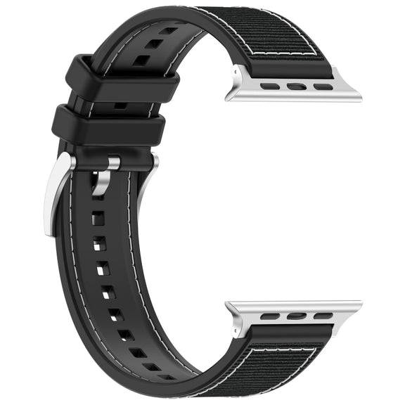 For Apple Watch SE 40mm Official Buckle Hybrid Nylon Braid Silicone Watch Band(Black)