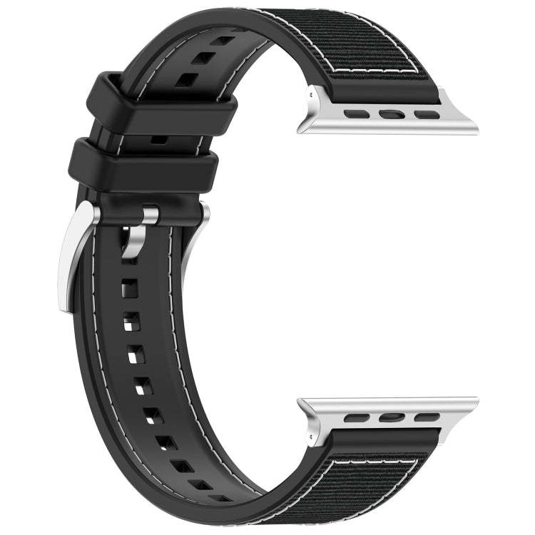 For Apple Watch SE 40mm Official Buckle Hybrid Nylon Braid Silicone Watch Band(Black)