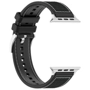 For Apple Watch SE 44mm Official Buckle Hybrid Nylon Braid Silicone Watch Band(Black)