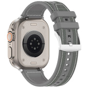 For Apple Watch 42mm Official Buckle Hybrid Nylon Braid Silicone Watch Band(Grey)