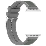 For Apple Watch 42mm Official Buckle Hybrid Nylon Braid Silicone Watch Band(Grey)