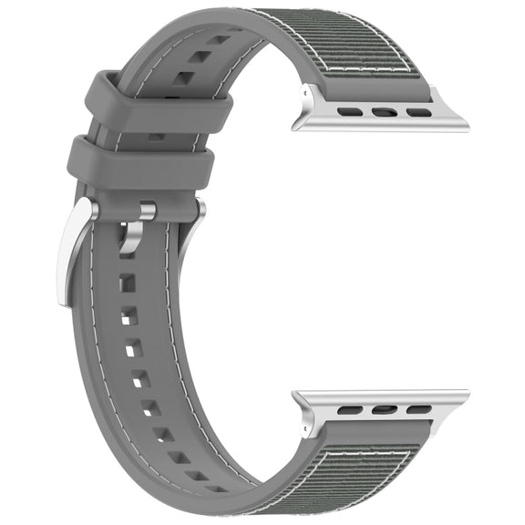 For Apple Watch 42mm Official Buckle Hybrid Nylon Braid Silicone Watch Band(Grey)