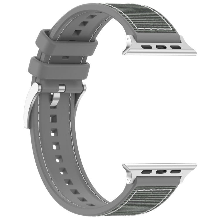 For Apple Watch 42mm Official Buckle Hybrid Nylon Braid Silicone Watch Band(Grey)