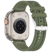 For Apple Watch 42mm Official Buckle Hybrid Nylon Braid Silicone Watch Band(Green)