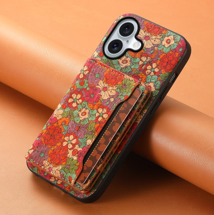 For iPhone 16 Card Slot Holder Phone Case(Summer Red)
