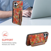 For iPhone 16 Card Slot Holder Phone Case(Summer Red)