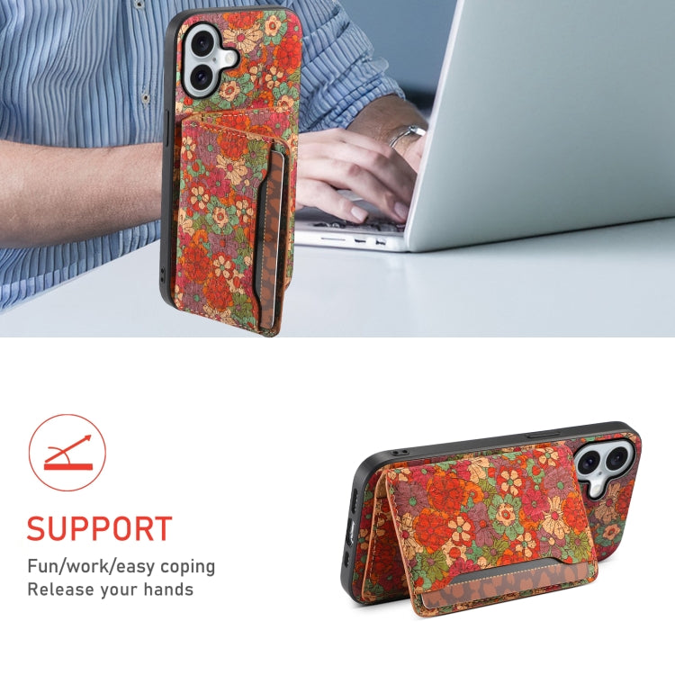 For iPhone 16 Card Slot Holder Phone Case(Summer Red)