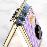 For Huawei Pocket 2 GKK Rhombus Pattern Electroplated Leather Phone Case with Ring(Black)