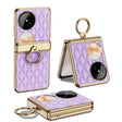 For Huawei Pocket 2 GKK Rhombus Pattern Electroplated Leather Phone Case with Ring(Purple) - free shipping - PMC Jewellery - Order now!