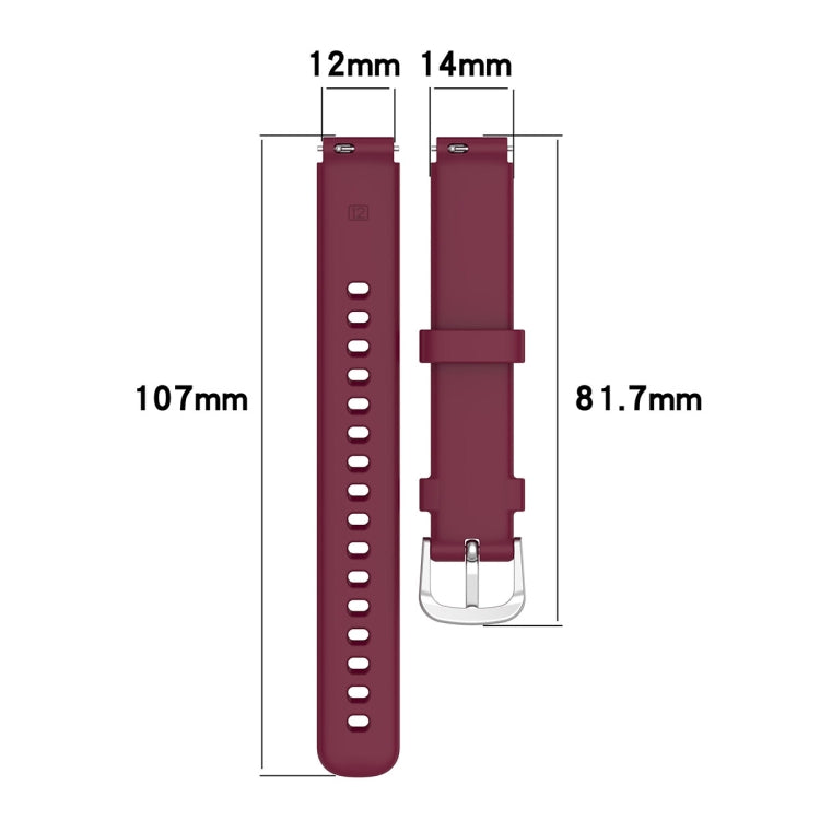 12mm Universal Solid Color Silver Buckle Silicone Watch Band(Purple)