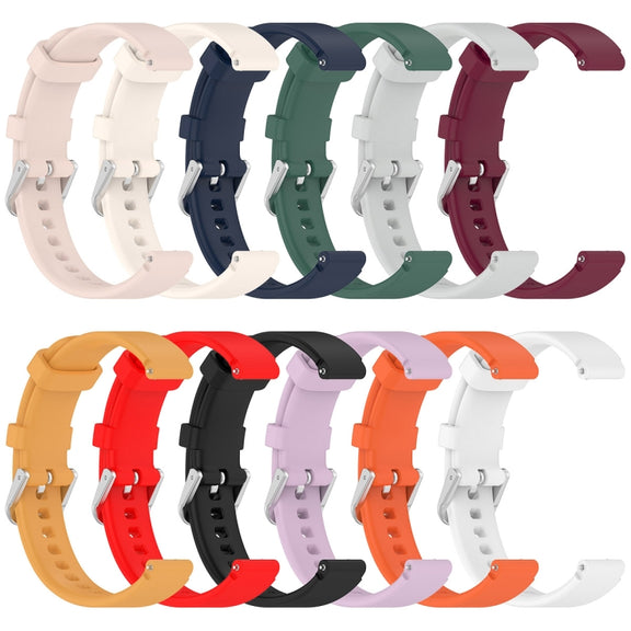 12mm Universal Solid Color Silver Buckle Silicone Watch Band(Black)