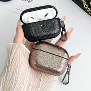 For AirPods Pro Burst Leather Texture Bluetooth Earphone Protective Case(Black)