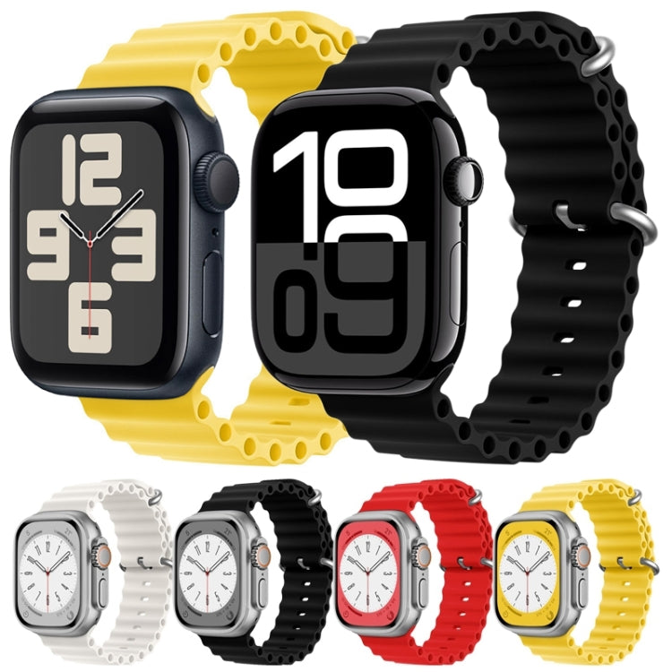 For Apple Watch SE 2022 44mm ZGA Ocean Silicone Watch Band(Black)