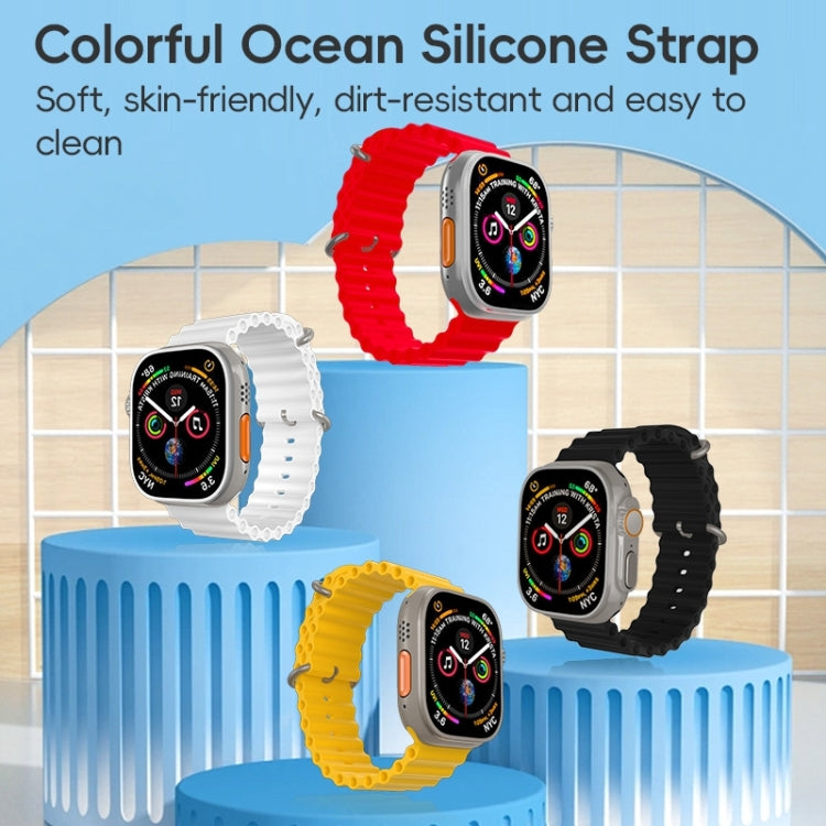 For Apple Watch Series 10 42mm ZGA Ocean Silicone Watch Band(Yellow)