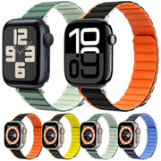For Apple Watch 42mm ZGA Two Color Magnetic Silicone Watch Band(Dark Blue+Light Blue)