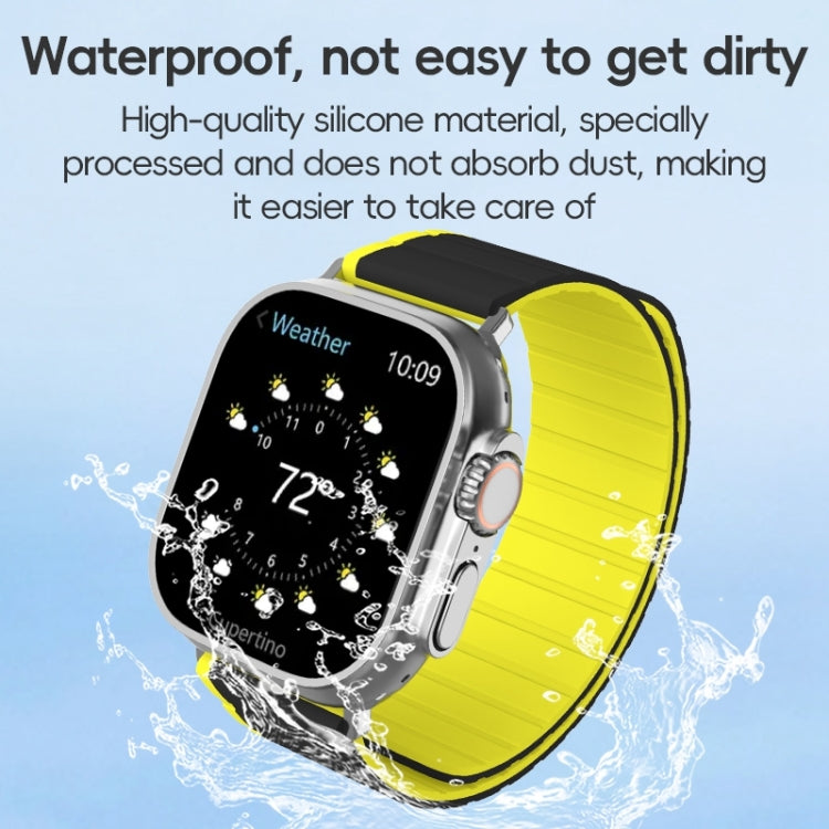 For Apple Watch 42mm ZGA Two Color Magnetic Silicone Watch Band(Dark Blue+Light Blue)