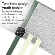 For Apple Watch 42mm ZGA Two Color Magnetic Silicone Watch Band(Dark Blue+Light Blue)
