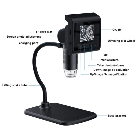 P190 1000X Desktop HD Digital Microscope with 2.4 inch Screen