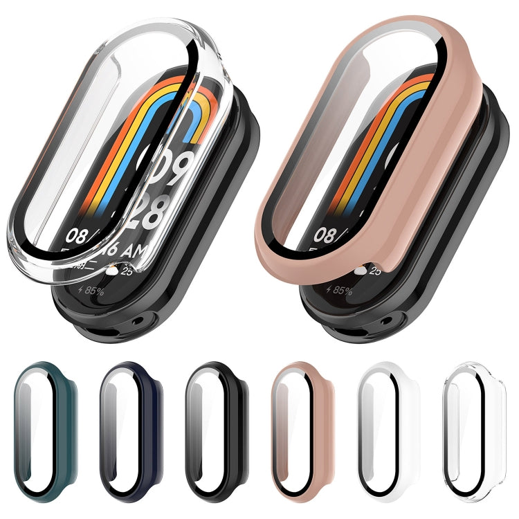 For Xiaomi Mi Band 8 PC + Tempered Film Integrated Protective Watch Case(Transparent White)