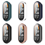 For Xiaomi Mi Band 8 PC + Tempered Film Integrated Protective Watch Case(Transparent White)