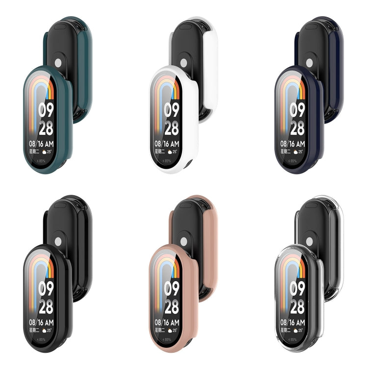 For Xiaomi Mi Band 8 PC + Tempered Film Integrated Protective Watch Case(Transparent White)