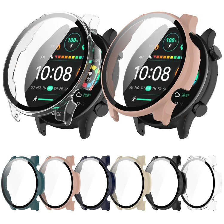 For Xiaomi Haylou RT3 / Solar Plus LS16 PC + Tempered Film Integrated Watch Protective Case(Pink)