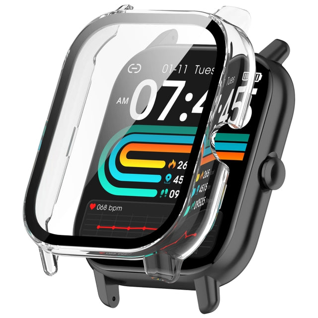 For P66 / P66D / P66ED 1.85 inch Watch PC + Tempered Film Integrated Watch Protective Case(Transparent)