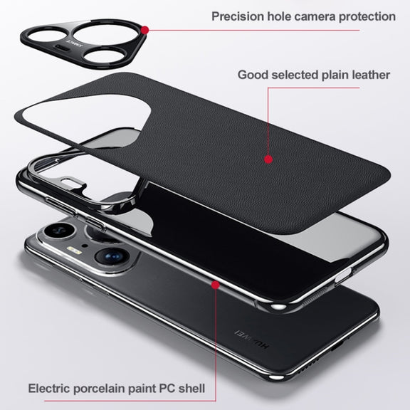 For Huawei Pura 70 Ultra Plain Leather Series Shockproof Phone Case(Black)