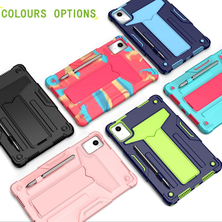 For Lenovo Tab M11/ Xiaoxin Pad 11 2024 T Holder Robot Silicone Hybrid PC Tablet Case(Rose Gold)