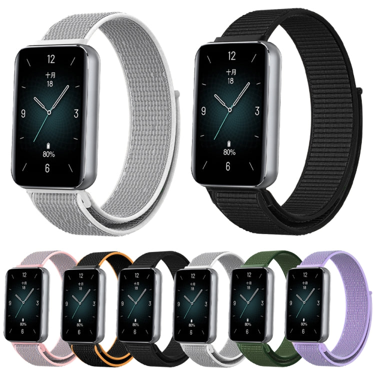 For Honor Band 9 Woven Nylon Loop Watch Band(Grey White)