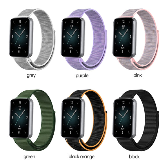 For Honor Band 9 Woven Nylon Loop Watch Band(Grey White)