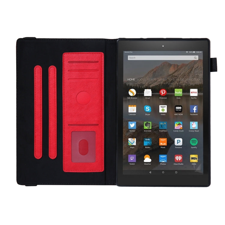 For Amazon Kindle Fire HD10 2017/2019 Extraordinary Series Smart Leather Tablet Case(Red)