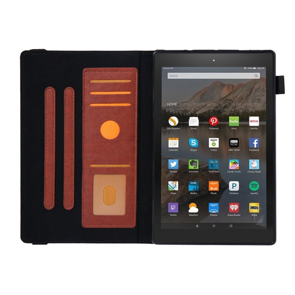 For Amazon Kindle Fire HD10 2017/2019 Extraordinary Series Smart Leather Tablet Case(Brown)