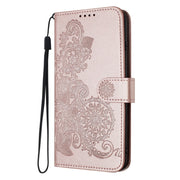 For iPhone 16 Pro Datura Flower Embossed Flip Leather Phone Case(Rose Gold)