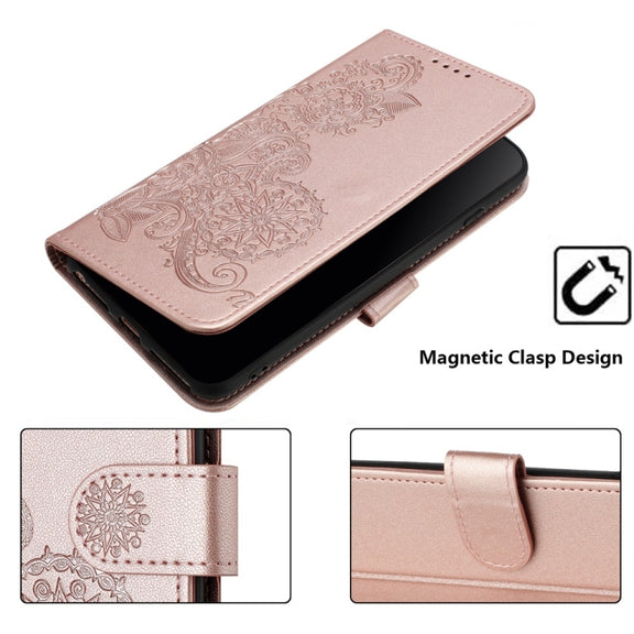 For iPhone 16 Pro Datura Flower Embossed Flip Leather Phone Case(Rose Gold)