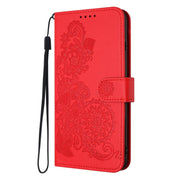 For iPhone 17 Datura Flower Embossed Flip Leather Phone Case(Red)